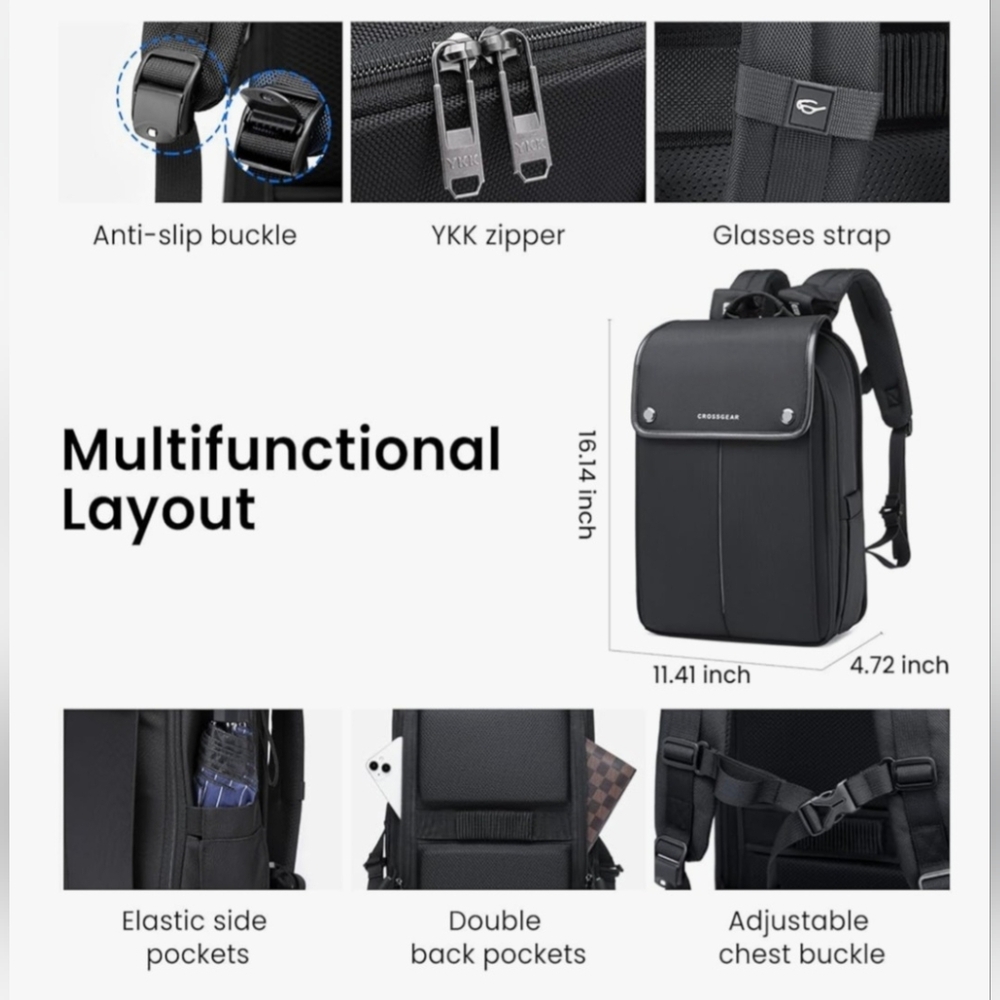 Crossgear Reflective Laptop Backpack - Picture 2 of 9